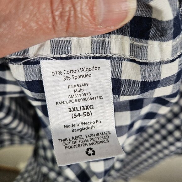 [g] George Classic‎ Fit Button-Up Shirt Men's Size 3XL Long Sleeve Check Navy - Picture 9 of 10